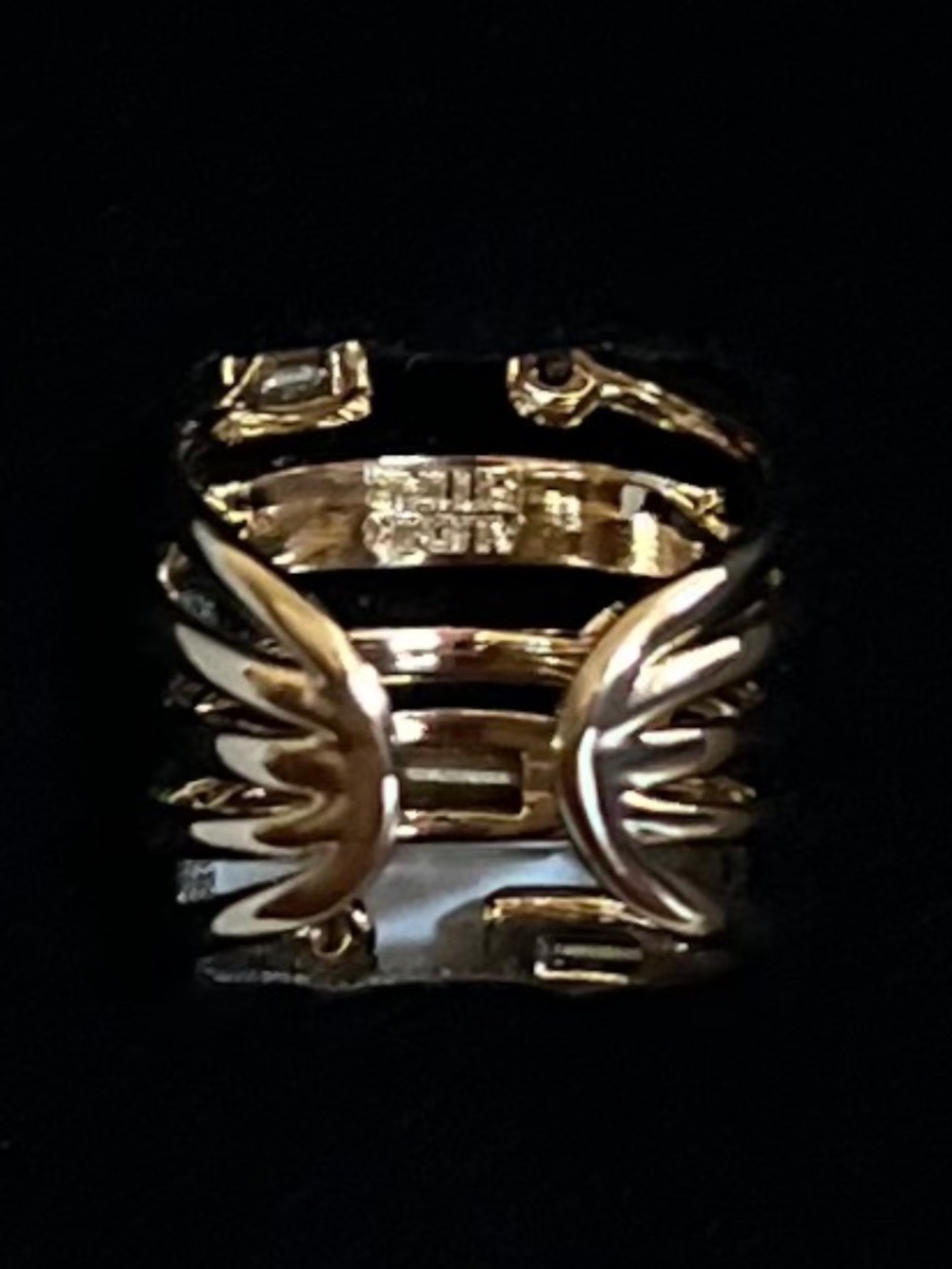 Alexis Bittar Gold Tone Swarovski Crystal Adjustable Ring - Picture 4 of 4